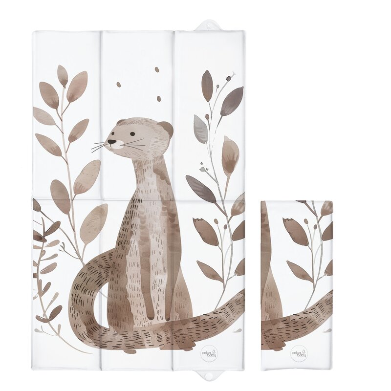 Saltea de infasat, Ceba Baby, Pliabila, 80x50 cm, Suprafata impermeabila, Multifunctionala, Pentru acasa si in deplasari, Basic Clever Otter