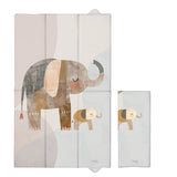 Saltea de infasat, Ceba Baby, Pliabila, 80x50 cm, Suprafata impermeabila, Multifunctionala, Pentru acasa si in deplasari, Basic Elephant Family