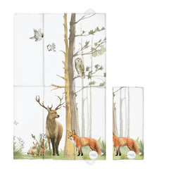 Saltea de infasat, Ceba Baby, Pliabila, 80x50 cm, Suprafata impermeabila, Multifunctionala, Pentru acasa si in deplasari, Basic Woodland