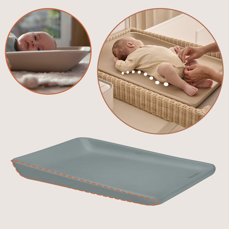 Saltea de infasat, Lionelo, Megs, Moale, Utilizabil si fara husa, Impermeabila, Design ergonomic, 70x49 cm, Fara BPA, Conform cu standardul de securitate EN71-3, 0 luni+, Gri