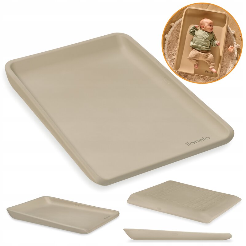 Saltea de infasat, Lionelo, Megs, Moale, Utilizabil si fara husa, Impermeabila, Design ergonomic, 70x49 cm, Fara BPA, Conform cu standardul de securitate EN71-3, 0 luni+, Bej