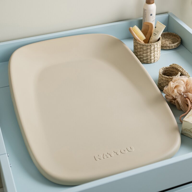 Saltea de infasat, Nattou, Softy, Moale, Utilizabil si fara husa, Design ergonomic, Spuma PU, 70x50x10 cm, Fara BPA, 0 luni+, Beige