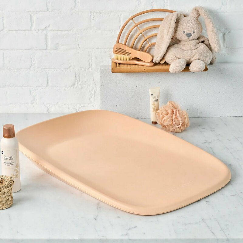 Saltea de infasat, Nattou, Softy, Moale, Utilizabil si fara husa, Design ergonomic, Spuma PU, 70x50x10 cm, Fara BPA, 0 luni+, Portocaliu