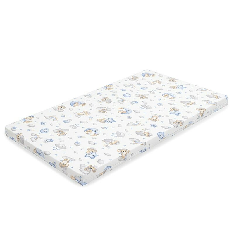 Saltea patut bebe, New Baby, Din spuma, Cu husa detasabila, 120x60x6 cm, 0 luni+, Blue Koala