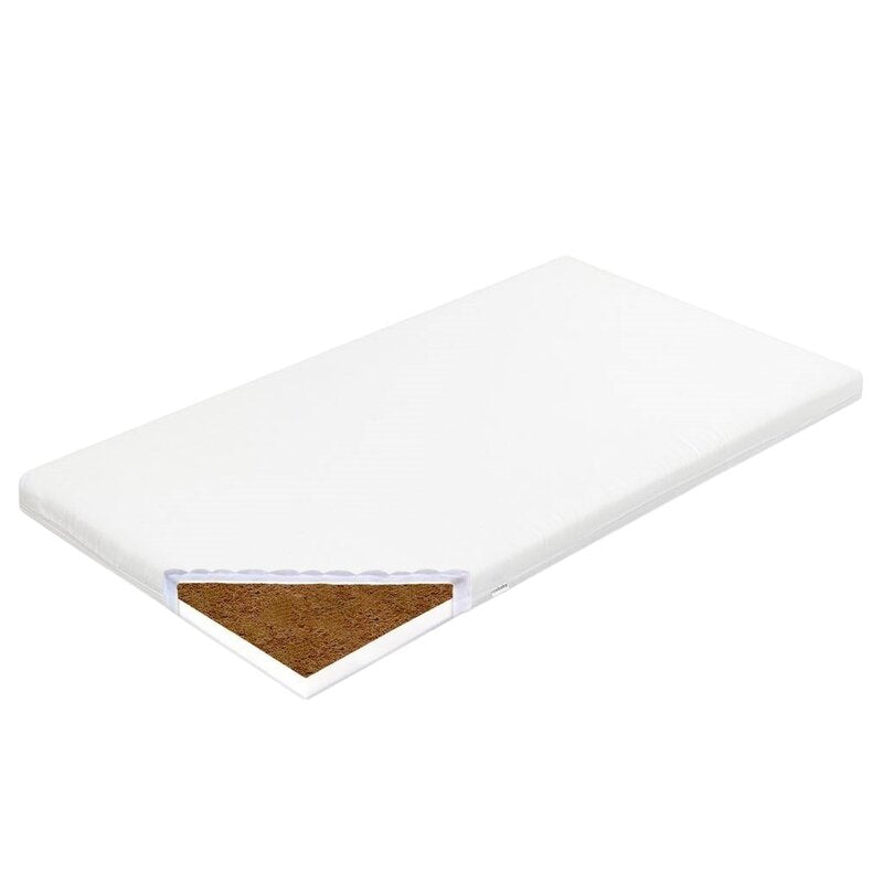 Saltea patut bebe, New Baby, Din spuma si cocos, Cu husa detasabila, Din bumbac, 90x40x7 cm, Alb - gogobaby.ro
