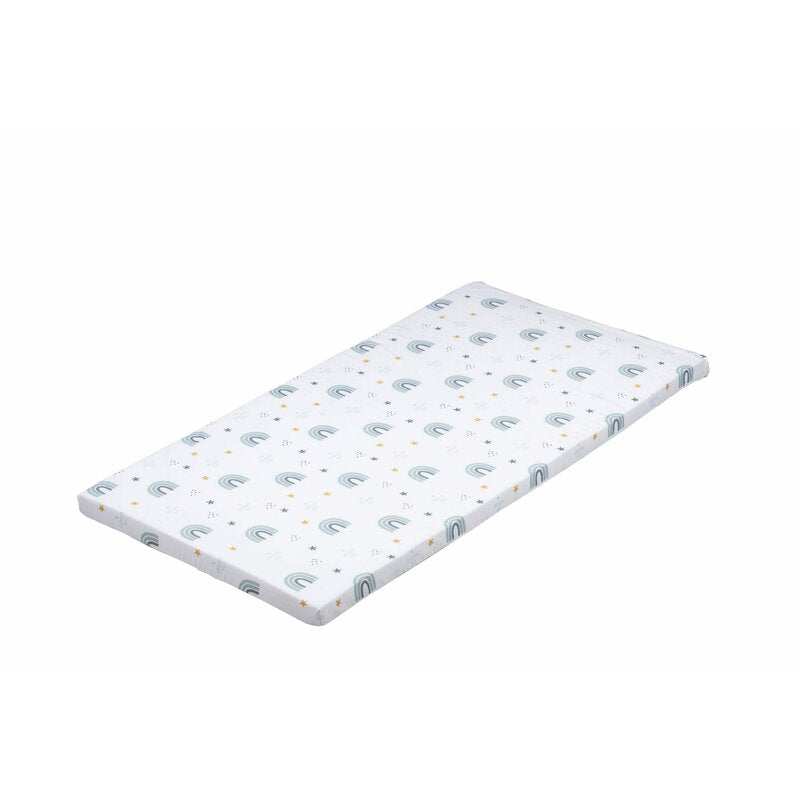 Saltea pliabila, Bubaba, Pentru patut, Cu husa detasabila din bumbac, Pentru patut de dimensiunea 120x60 cm, Conform cu standardul european de securitate EN 16890/2021, Rainbow - gogobaby.ro