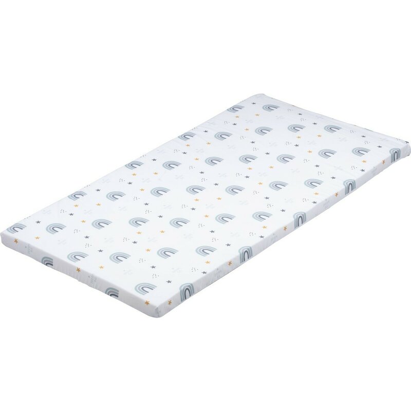 Saltea pliabila, Bubaba, Pentru patut, Cu husa detasabila din bumbac, Pentru patut de dimensiunea 120x60 cm, Conform cu standardul european de securitate EN 16890/2021, Rainbow