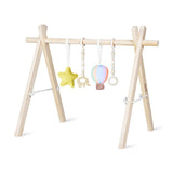 Centru de activitati, Lionelo, Anis Set, Cu arcada Montessori, Din lemn de pin, Jucarii plus, 4 jucarii suspendate, Stimuleaza simturile, Pliere rapida, Salteluta moale antiderapanta, 0+ luni, Multicolor