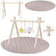 Centru de activitati, Lionelo, Anis Set, Cu arcada Montessori, Din lemn de pin, Jucarii plus, 4 jucarii suspendate, Stimuleaza simturile, Pliere rapida, Salteluta moale antiderapanta, 0+ luni, Multicolor