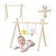 Centru de activitati, Lionelo, Anis Set, Cu arcada Montessori, Din lemn de pin, Jucarii plus, 4 jucarii suspendate, Stimuleaza simturile, Pliere rapida, Salteluta moale antiderapanta, 0+ luni, Multicolor