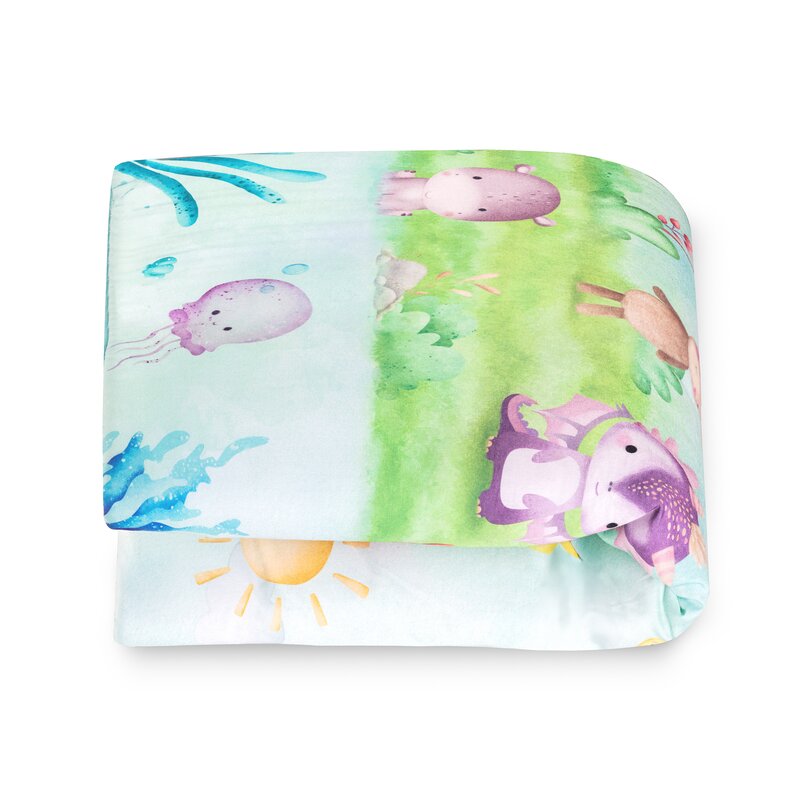 Salteluta interactiva, Lionelo, Anika, 8 jucarii senzoriale, detasabile, fosnaitoare, logopedice, Lavabila la masina, Husa din bambus, 116x112 cm, Multicolor - gogobaby.ro
