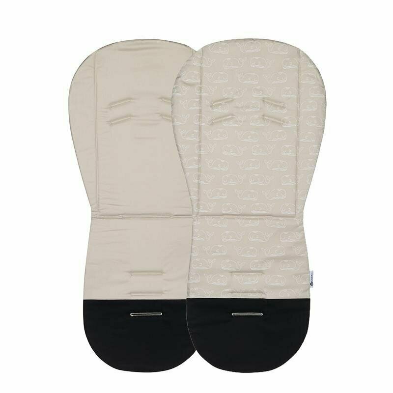 Salteluta pentru carucior, Petite&Mars, Foamy, Din spuma cu memorie, 86 x 42 cm, Reversibila, Universala, Design balenute, Bej