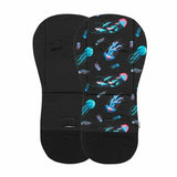 Salteluta pentru carucior, Petite&Mars, Foamy, Din spuma cu memorie, 86 x 42 cm, Reversibila, Universala, Design cu meduze, Negru