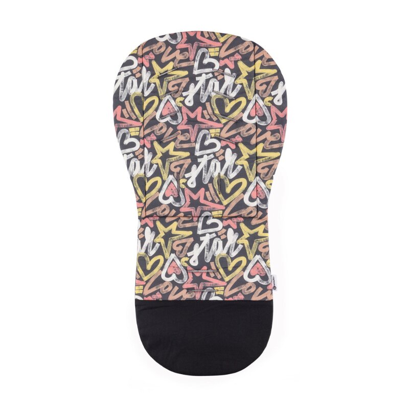 Salteluta pentru carucior, Petite&Mars, Foamy, Reversibila, Cu doua fete, Din spuma, Universala, 86x42 cm, Gri/Multicolor