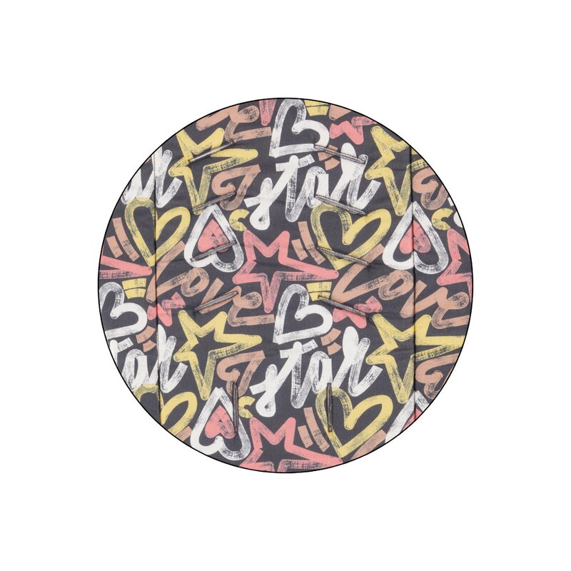 Salteluta pentru carucior, Petite&Mars, Foamy, Reversibila, Cu doua fete, Din spuma, Universala, 86x42 cm, Gri/Multicolor