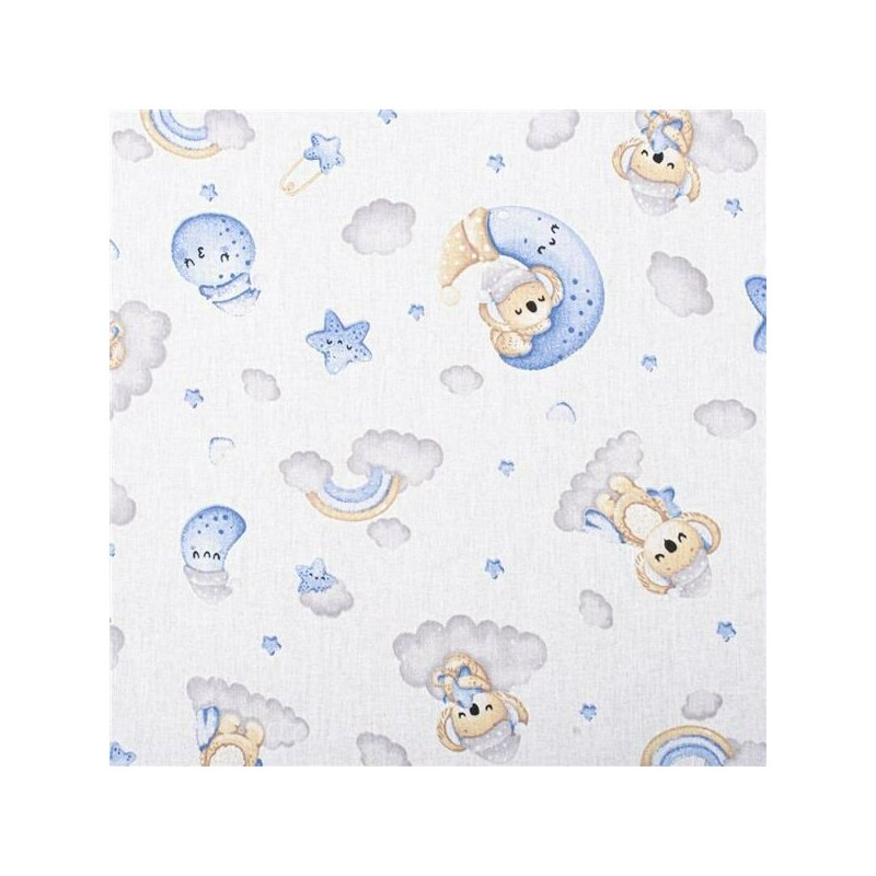 Salteluta pliabila, New Baby, Standard, Pentru patut, Cu geanta de transport inclusa, Cu husa detasabila din bumbac, Din spuma, 120x60x5 cm, 0 luni+, Koala Blue - gogobaby.ro