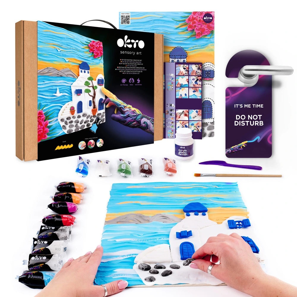 Set pictura 3D cu argila usoara, 30*40cm - Santorini
