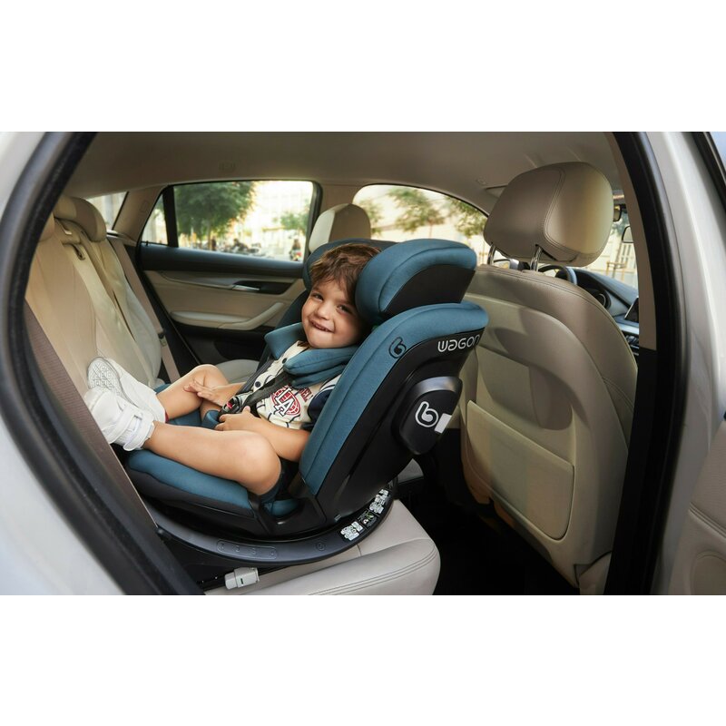 Scaun auto, Be Cool, Wagon I-Size, Rotire 360 grade, 40 - 150 cm, 0 - 36 kg, Cu Isofix si picior stabilizator, Cu protectie laterala de siguranta, Conform cu standardul european de securitate ECE R129, Petrol - gogobaby.ro