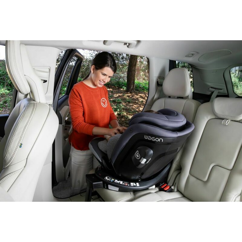 Scaun auto, Be Cool, Wagon I-Size, Rotire 360 grade, 40 - 150 cm, 0 - 36 kg, Cu Isofix si picior stabilizator, Cu protectie laterala de siguranta, Conform cu standardul european de securitate ECE R129, Petrol - gogobaby.ro