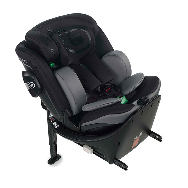 Scaun auto, Be Cool, Wagon I-Size, Rotire 360 grade, 40 - 150 cm, 0 - 36 kg, Cu Isofix si picior stabilizator, Cu protectie laterala de siguranta Conform cu standardul european de securitate ECE R129, Carbon