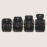 Scaun auto i-Size, Lionelo, Billy , 76 -150 cm, 1/2/3, Isofix + top tether, Tetiera reglabila in 10 pozitii, Insertie ergonomica, Tapiterie lavabila, Testat la impact, Baza lata, Conform cu R129, Negru/Gri