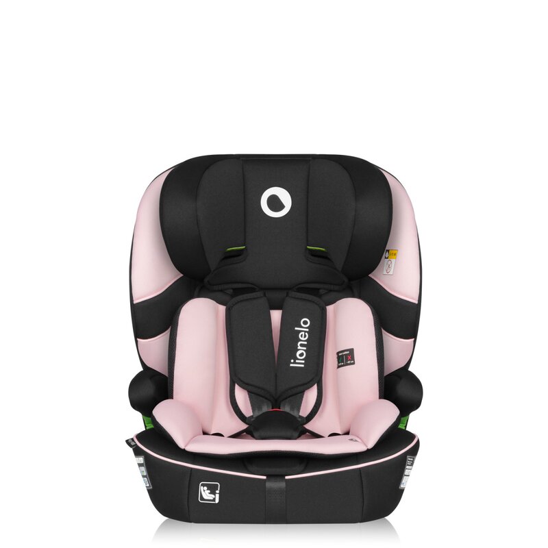Scaun auto i-Size, Lionelo, Billy , 76 - 150 cm, 1/2/3, Isofix + top tether, Tetiera reglabila in 10 pozitii, Insertie ergonomica, Tapiterie lavabila, Testat la impact, Baza lata, Conform cu R129, Roz