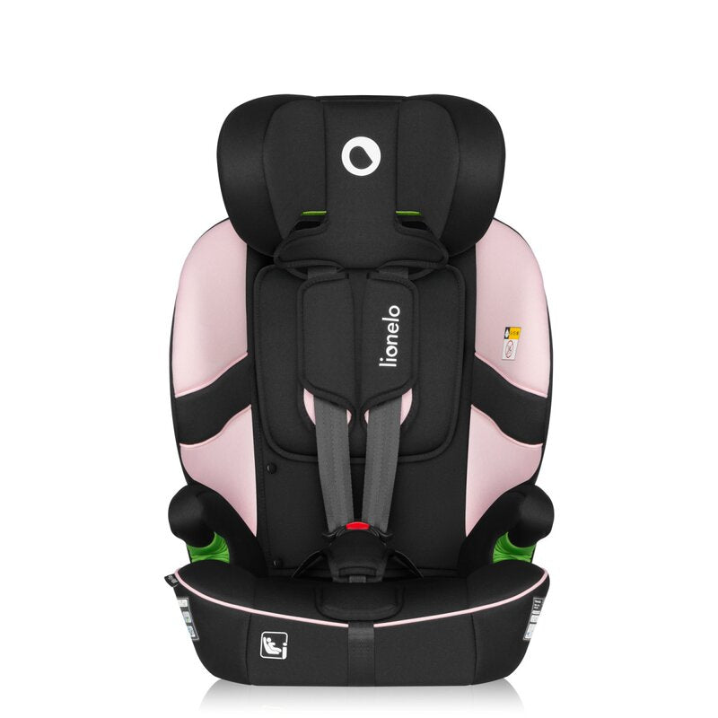 Scaun auto i-Size, Lionelo, Billy , 76 - 150 cm, 1/2/3, Isofix + top tether, Tetiera reglabila in 10 pozitii, Insertie ergonomica, Tapiterie lavabila, Testat la impact, Baza lata, Conform cu R129, Roz