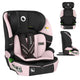 Scaun auto i-Size, Lionelo, Levi Fix, 76 - 150 cm, 1/2/3, ISOFIX + Top Tether, Tetiera reglabila in 10 pozitii, Insertie ergonomica Dri-Seat, Tapiterie lavabila, Testat la impact, Baza lata, Cotiere practice, Conform cu R129, Roz