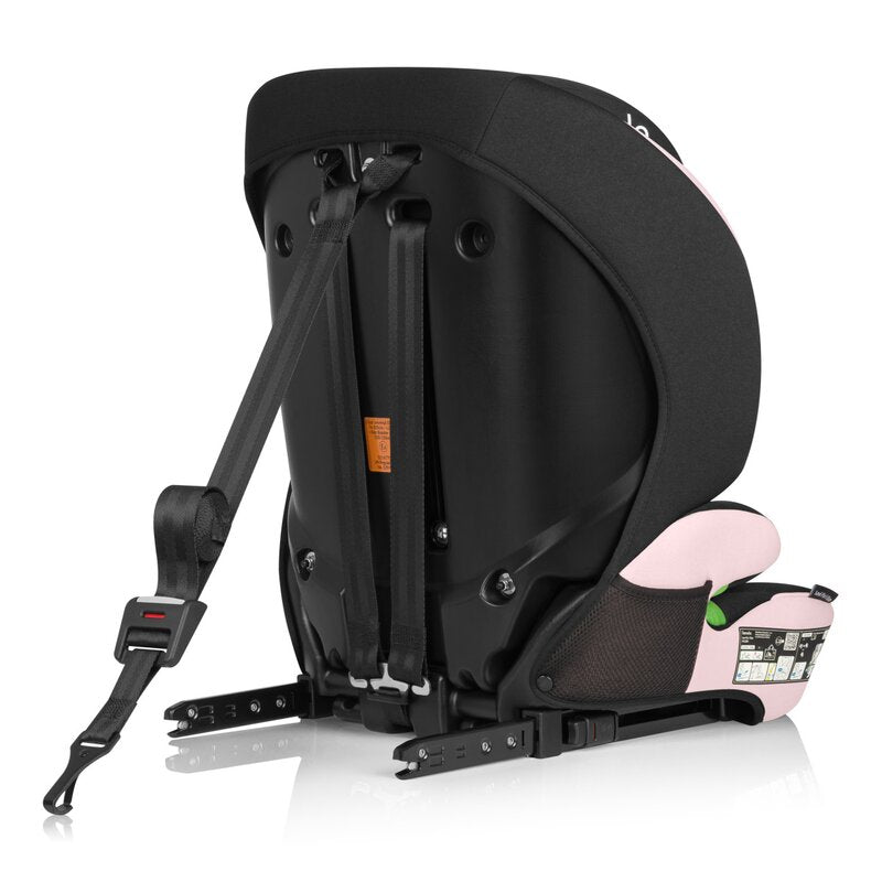 Scaun auto i-Size, Lionelo, Levi Fix, 76 - 150 cm, 1/2/3, ISOFIX + Top Tether, Tetiera reglabila in 10 pozitii, Insertie ergonomica Dri-Seat, Tapiterie lavabila, Testat la impact, Baza lata, Cotiere practice, Conform cu R129, Roz