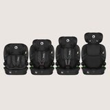 Scaun auto i-Size, Lionelo, Levi Fix, 76 - 150 cm, 1/2/3, ISOFIX + Top Tether, Tetiera reglabila in 10 pozitii, Insertie ergonomica Dri-Seat, Tapiterie lavabila, Testat la impact, Baza lata, Cotiere practice, Conform cu R129, Negru