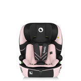 Scaun auto i-Size, Lionelo, Levi Fix, 76 - 150 cm, 1/2/3, ISOFIX + Top Tether, Tetiera reglabila in 10 pozitii, Insertie ergonomica Dri-Seat, Tapiterie lavabila, Testat la impact, Baza lata, Cotiere practice, Conform cu R129, Roz
