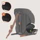 Scaun auto i-Size, Lionelo, Levi Fix, 76 - 150 cm, 1/2/3, ISOFIX + Top Tether, Tetiera reglabila in 10 pozitii, Insertie ergonomica Dri-Seat, Tapiterie lavabila, Testat la impact, Baza lata, Cotiere practice, Conform cu R129, Negru/Gri
