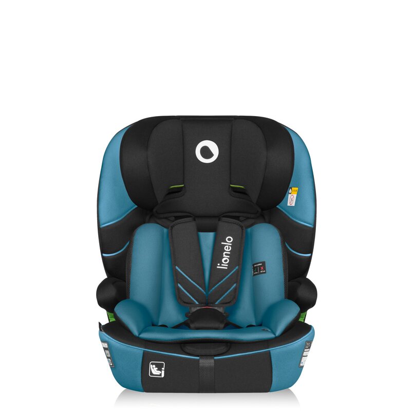 Scaun auto i-Size, Lionelo, Levi Fix, 76 - 150 cm, 1/2/3, ISOFIX + Top Tether, Tetiera reglabila in 10 pozitii, Insertie ergonomica Dri-Seat, Tapiterie lavabila, Testat la impact, Baza lata, Cotiere practice, Conform cu R129, Albastru