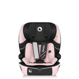 Scaun auto i-Size, Lionelo, Levi Fix, 76 - 150 cm, 1/2/3, ISOFIX + Top Tether, Tetiera reglabila in 10 pozitii, Insertie ergonomica Dri-Seat, Tapiterie lavabila, Testat la impact, Baza lata, Cotiere practice, Conform cu R129, Roz
