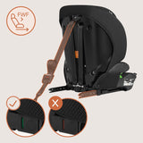 Scaun auto i-Size, Lionelo, Levi Fix, 76 - 150 cm, 1/2/3, ISOFIX + Top Tether, Tetiera reglabila in 10 pozitii, Insertie ergonomica Dri-Seat, Tapiterie lavabila, Testat la impact, Baza lata, Cotiere practice, Conform cu R129, Negru/Gri