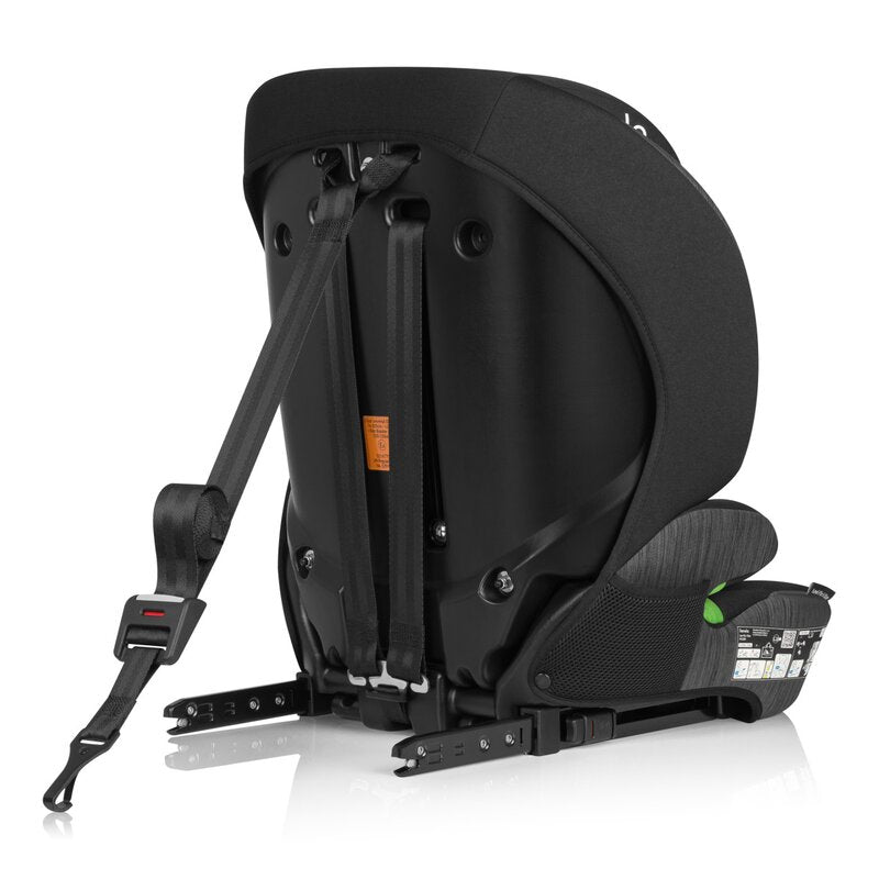 Scaun auto i-Size, Lionelo, Levi Fix, 76 - 150 cm, 1/2/3, ISOFIX + Top Tether, Tetiera reglabila in 10 pozitii, Insertie ergonomica Dri-Seat, Tapiterie lavabila, Testat la impact, Baza lata, Cotiere practice, Conform cu R129, Negru/Gri - gogobaby.ro