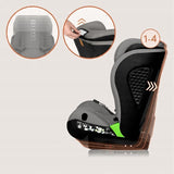 Scaun auto i-Size, Lionelo, Neal, Spatar reglabil in 4 pozitii, Tetiera in 10 pozitii, Suport sticla inclus, 15-36 Kg, 100-150 cm, Cu Isofix, Conform ECE R129, Gri