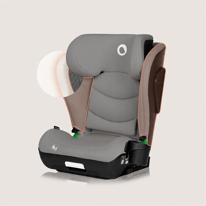 Scaun auto i-Size, Lionelo, Neal, Spatar reglabil in 4 pozitii, Tetiera in 10 pozitii, Suport sticla inclus, 15-36 Kg, 100-150 cm, Cu Isofix, Conform ECE R129, Gri