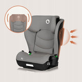 Scaun auto i-Size, Lionelo, Neal, Spatar reglabil in 4 pozitii, Tetiera in 10 pozitii, Suport sticla inclus, 15-36 Kg, 100-150 cm, Cu Isofix, Conform ECE R129, Gri