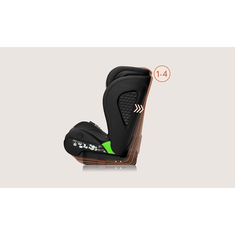 Scaun auto i-Size, Lionelo, Neal, Spatar reglabil in 4 pozitii, Tetiera in 10 pozitii, Suport sticla inclus, 15-36 Kg, 100-150 cm, Cu Isofix, Conform ECE R129, Negru