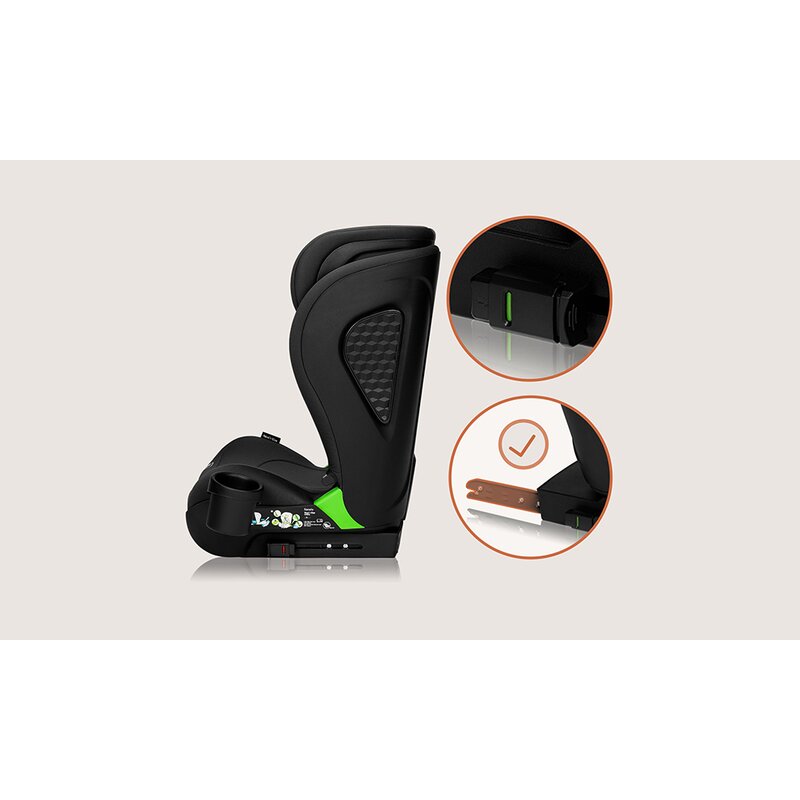 Scaun auto i-Size, Lionelo, Neal, Spatar reglabil in 4 pozitii, Tetiera in 10 pozitii, Suport sticla inclus, 15-36 Kg, 100-150 cm, Cu Isofix, Conform ECE R129, Negru