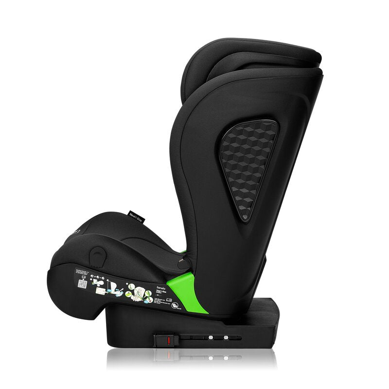 Scaun auto i-Size, Lionelo, Neal, Spatar reglabil in 4 pozitii, Tetiera in 10 pozitii, Suport sticla inclus, 15-36 Kg, 100-150 cm, Cu Isofix, Conform ECE R129, Negru
