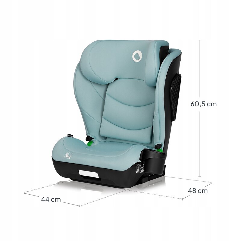 Scaun auto i-Size, Lionelo, Neal, Spatar reglabil in 4 pozitii, Tetiera in 10 pozitii, Suport sticla inclus, 15-36 Kg, 100-150 cm, Cu Isofix, Conform ECE R129, Verde Turquoise