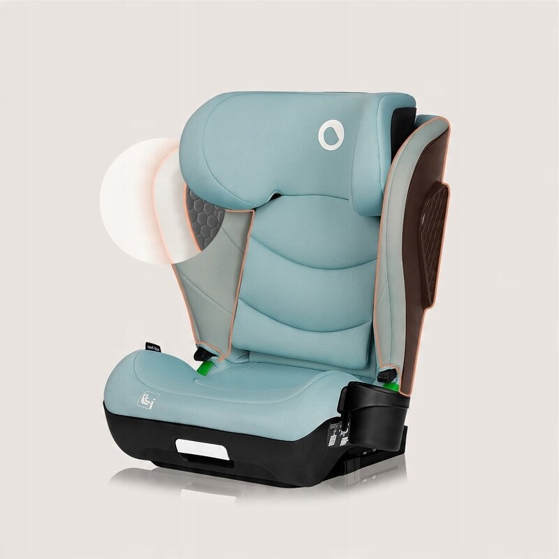Scaun auto i-Size, Lionelo, Neal, Spatar reglabil in 4 pozitii, Tetiera in 10 pozitii, Suport sticla inclus, 15-36 Kg, 100-150 cm, Cu Isofix, Conform ECE R129, Verde Turquoise