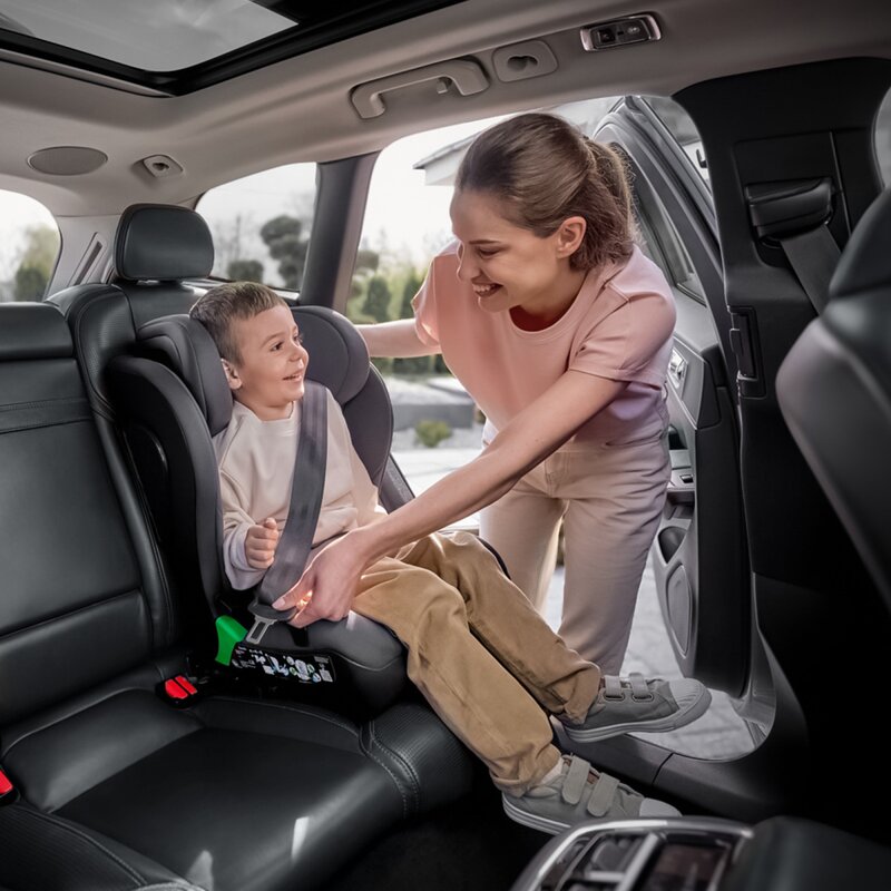 Scaun auto i-Size, Lionelo, Neal, Spatar reglabil in 4 pozitii, Tetiera in 10 pozitii, Suport sticla inclus, 15-36 Kg, 100-150 cm, Cu Isofix, Conform ECE R129, Verde Turquoise