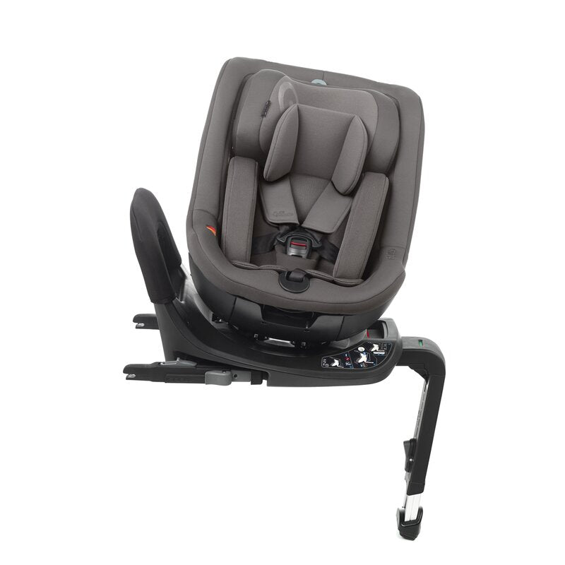 Scaun auto, Jane, Iflow I-Size, Rotire 360 grade, 40 - 105 cm, Cu Isofix si picior stabilizator, Protectie superioara in caz de impact lateral - SPS, Conform cu standardul european de securitate ECE R129, Matt Gray - gogobaby.ro