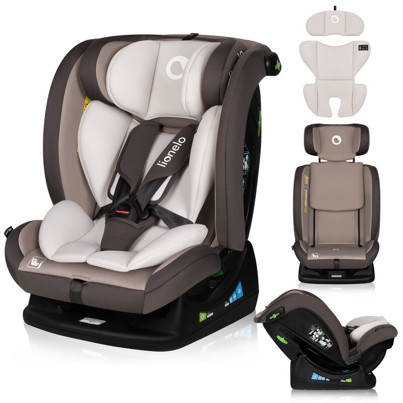 Scaun auto, Lionelo, Aart i-Size, Cu spatar inclinabil in 4 pozitii, Cu tetiera reglabila in 13 pozitii, 0-36 Kg, 40-150 cm, Cu centura siguranta in 3 puncte, Conform cu ECE R129/03, Bej - gogobaby.ro