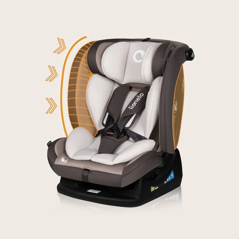 Scaun auto, Lionelo, Aart i-Size, Cu spatar inclinabil in 4 pozitii, Cu tetiera reglabila in 13 pozitii, 0-36 Kg, 40-150 cm, Cu centura siguranta in 3 puncte, Conform cu ECE R129/03, Bej - gogobaby.ro