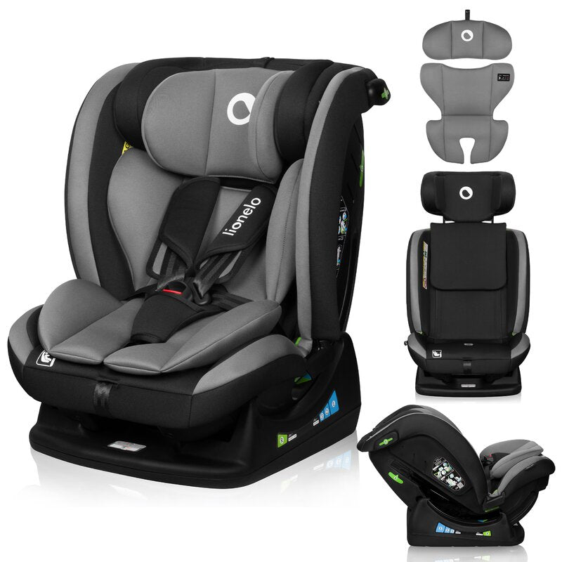 Scaun auto, Lionelo, Aart i-Size, Cu spatar inclinabil in 4 pozitii, Cu tetiera reglabila in 13 pozitii, 0-36 Kg, 40-150 cm, Cu centura siguranta in 3 puncte, Conform cu ECE R129/03, Gri - gogobaby.ro