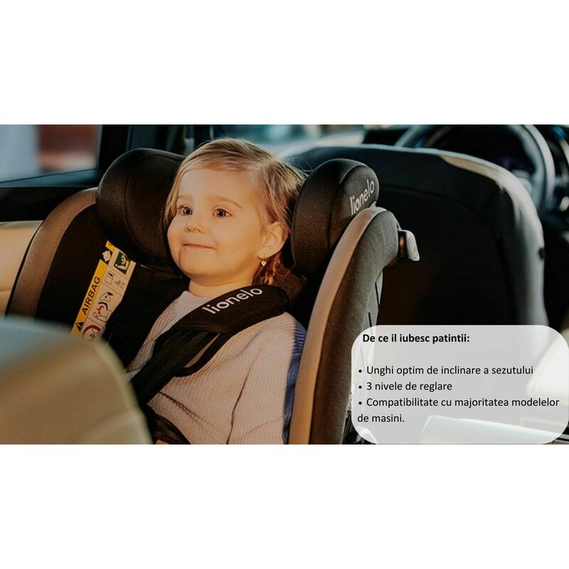 Scaun auto, Lionelo, Aart i-Size, Cu spatar inclinabil in 4 pozitii, Cu tetiera reglabila in 13 pozitii, 0-36 Kg, 40-150 cm, Cu centura siguranta in 3 puncte, Conform cu ECE R129/03, Negru/Rosu - gogobaby.ro